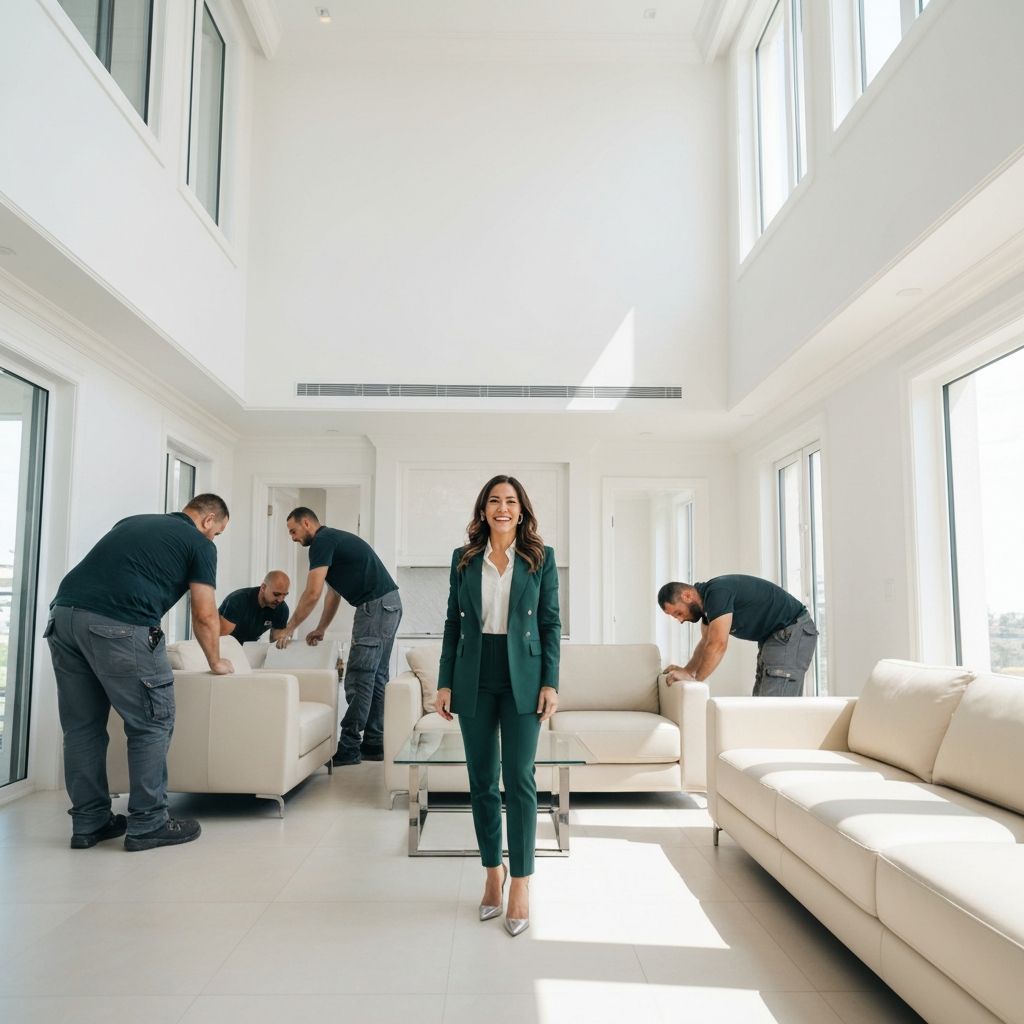 Interior designer overseeing furniture installation